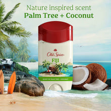 Old Spice Fiji antiperspirant stick with red cap, white container and green label.