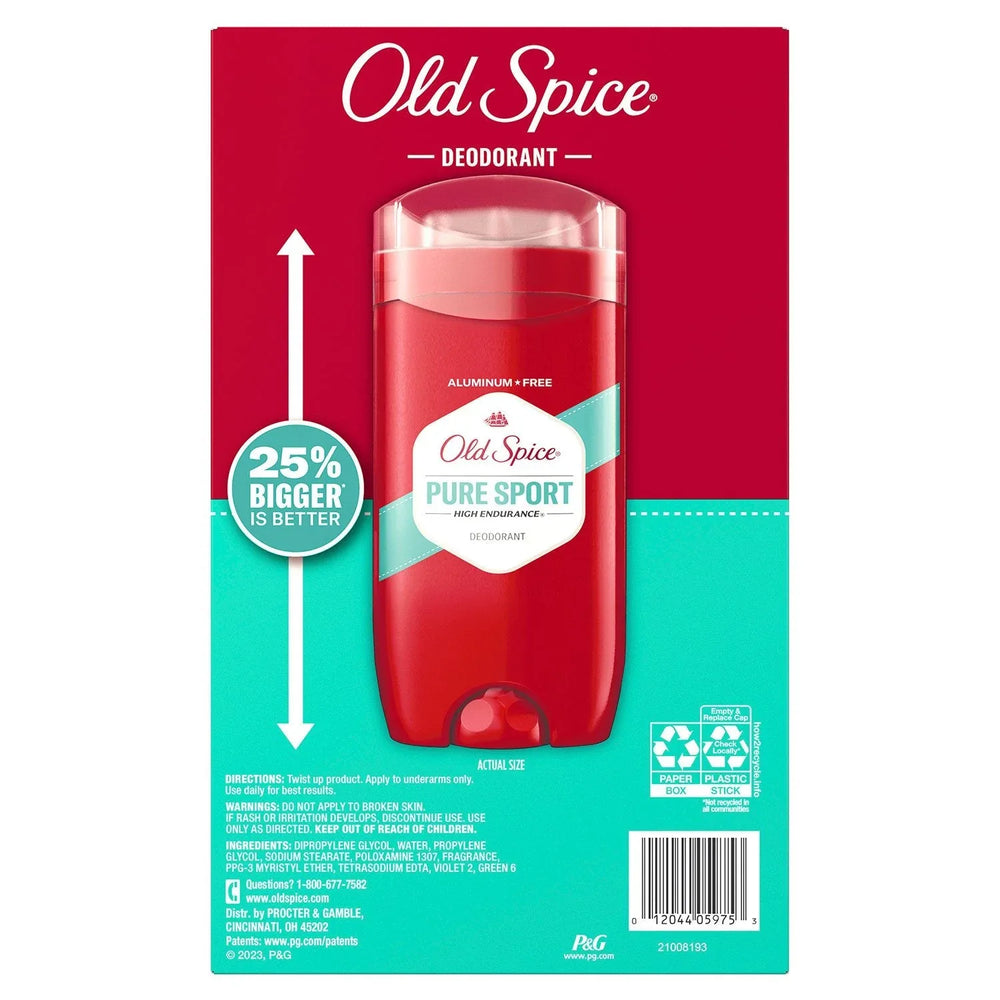 Old Spice High Endurance Deodorant, 48-Hr. Protection, Pure Sport, 3.0 oz., 5 pk. - USA MEGA SHOP