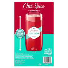 Old Spice Pure Sport deodorant stick package, red container with active seal
