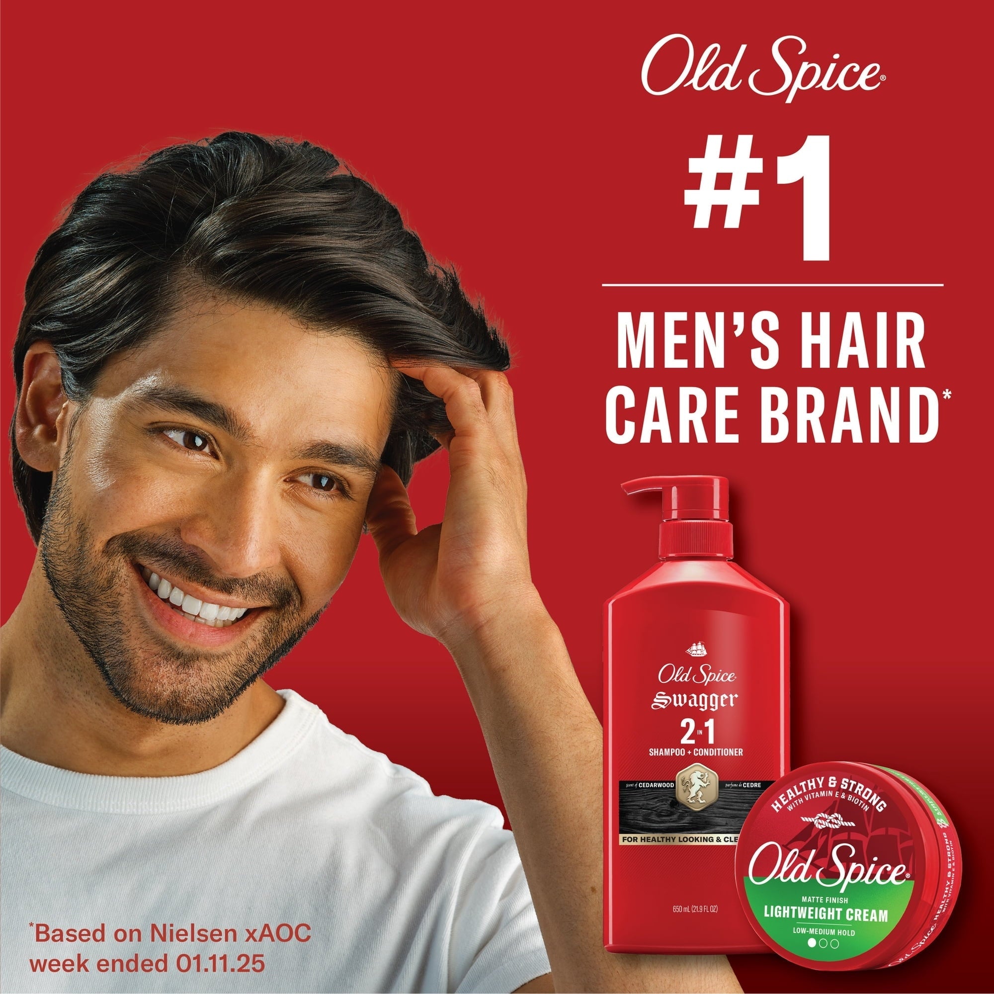 Old Spice Lightweight Cream for Men, Healthy and Strong with Vitamin E and Biotin, Men's Hair Styling Lightweight Cream, Low-Medium Hold, Matte Finish, 2.22 oz (PACK OF 3 )