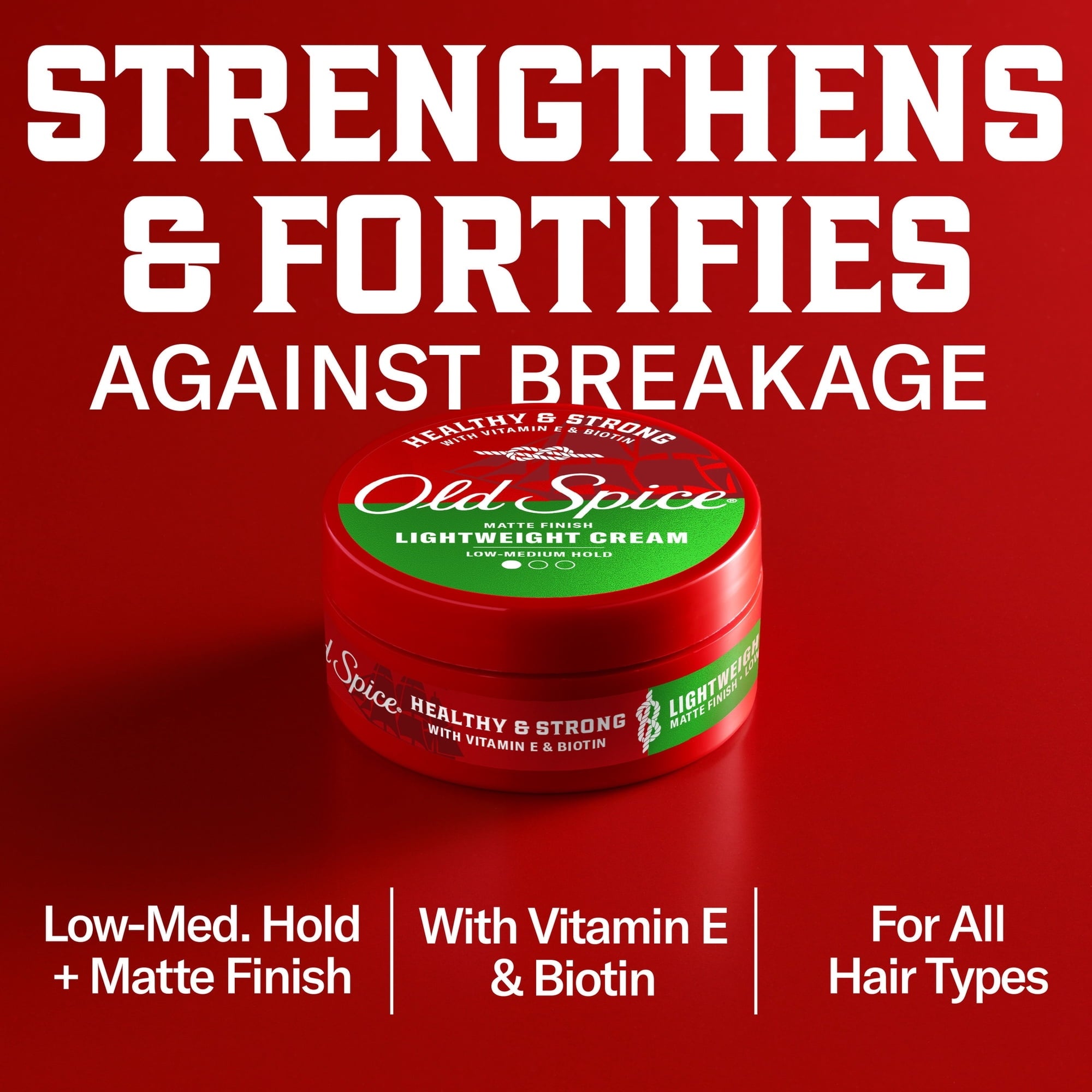 Old Spice Lightweight Cream for Men, Healthy and Strong with Vitamin E and Biotin, Men's Hair Styling Lightweight Cream, Low-Medium Hold, Matte Finish, 2.22 oz (PACK OF 3 )