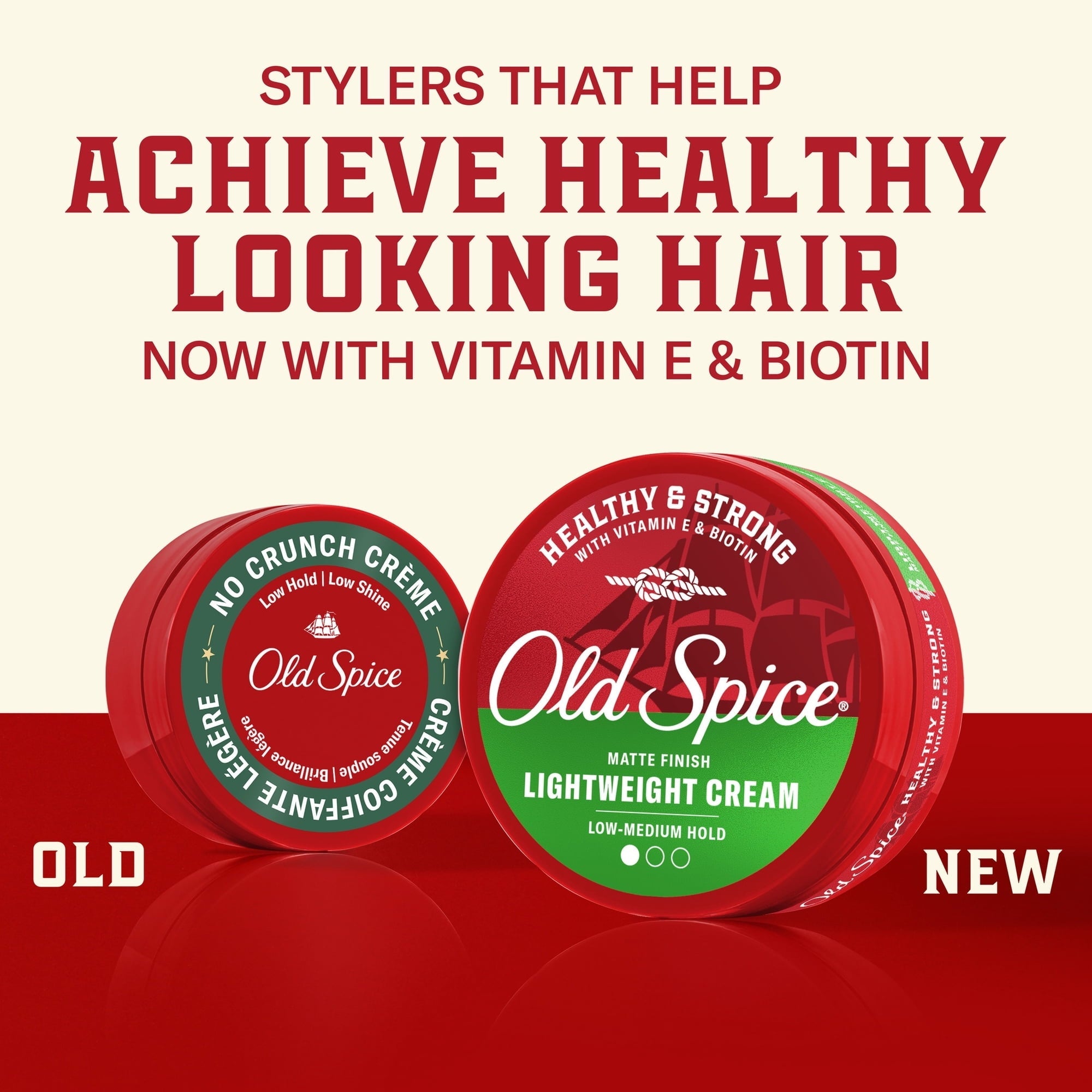 Old Spice Lightweight Cream for Men, Healthy and Strong with Vitamin E and Biotin, Men's Hair Styling Lightweight Cream, Low-Medium Hold, Matte Finish, 2.22 oz (PACK OF 3 )