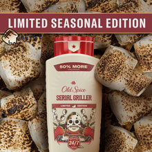 Old Spice Serial Griller body wash bottle with marshmallow pieces, limited seasonal