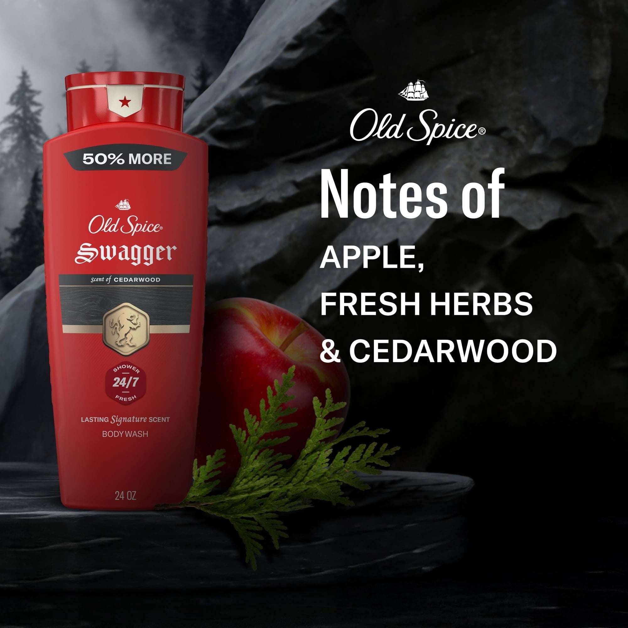 Old Spice Men's Body Wash, Swagger Cedarwood Scent, 24 fl oz