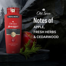 Old Spice Swagger body wash bottle, red 24 oz with cedarwood scent label