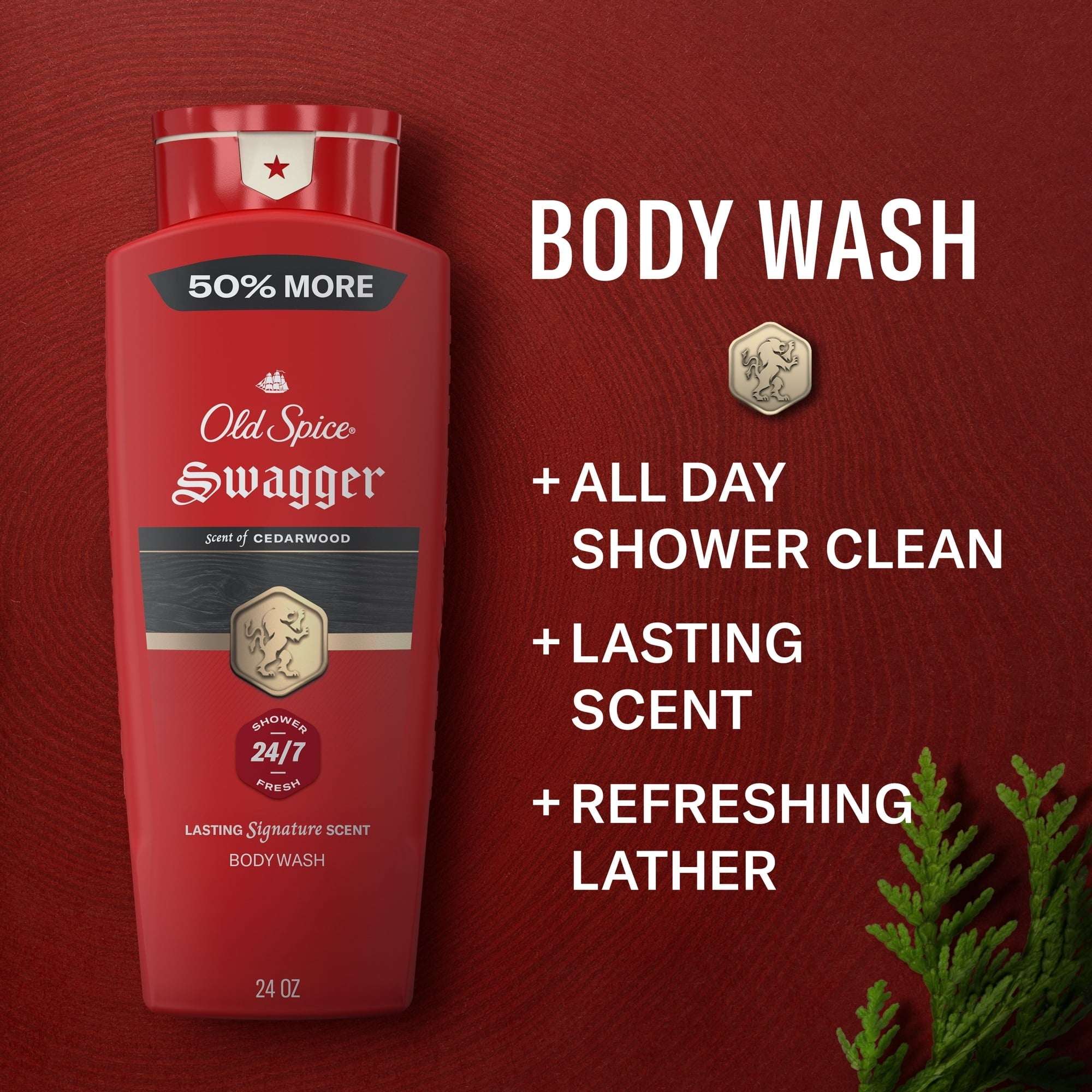 Old Spice Men's Body Wash, Swagger Cedarwood Scent, 24 fl oz