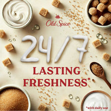 Old Spice body wash concept with white cream swirl and brown sugar cubes.
