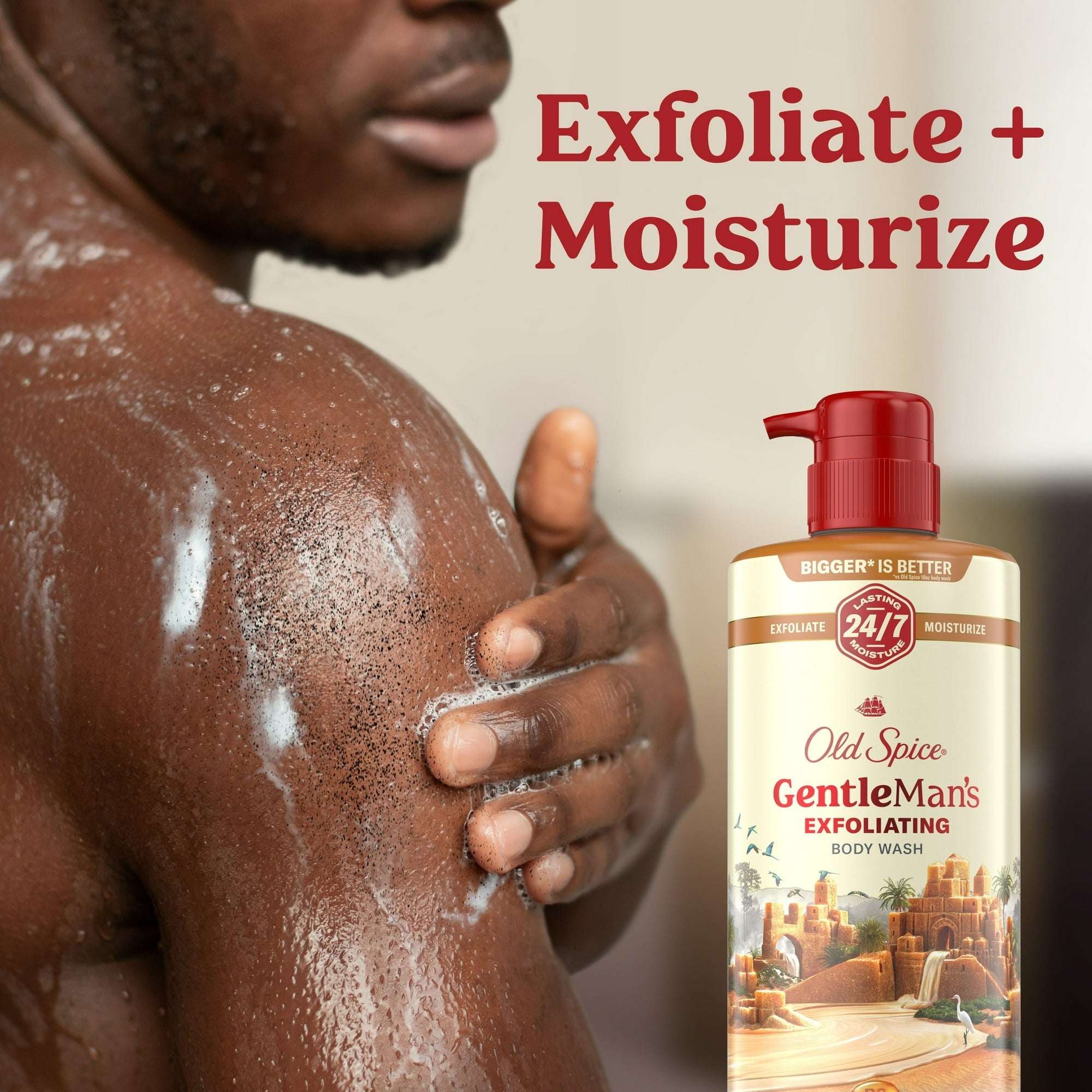 Old Spice Men's Body Wash for Men, Brown Sugar and Cocoa Butter, 24/7 Shower Fresh, 18 oz, Exfoliation + Moisturization, 26oz