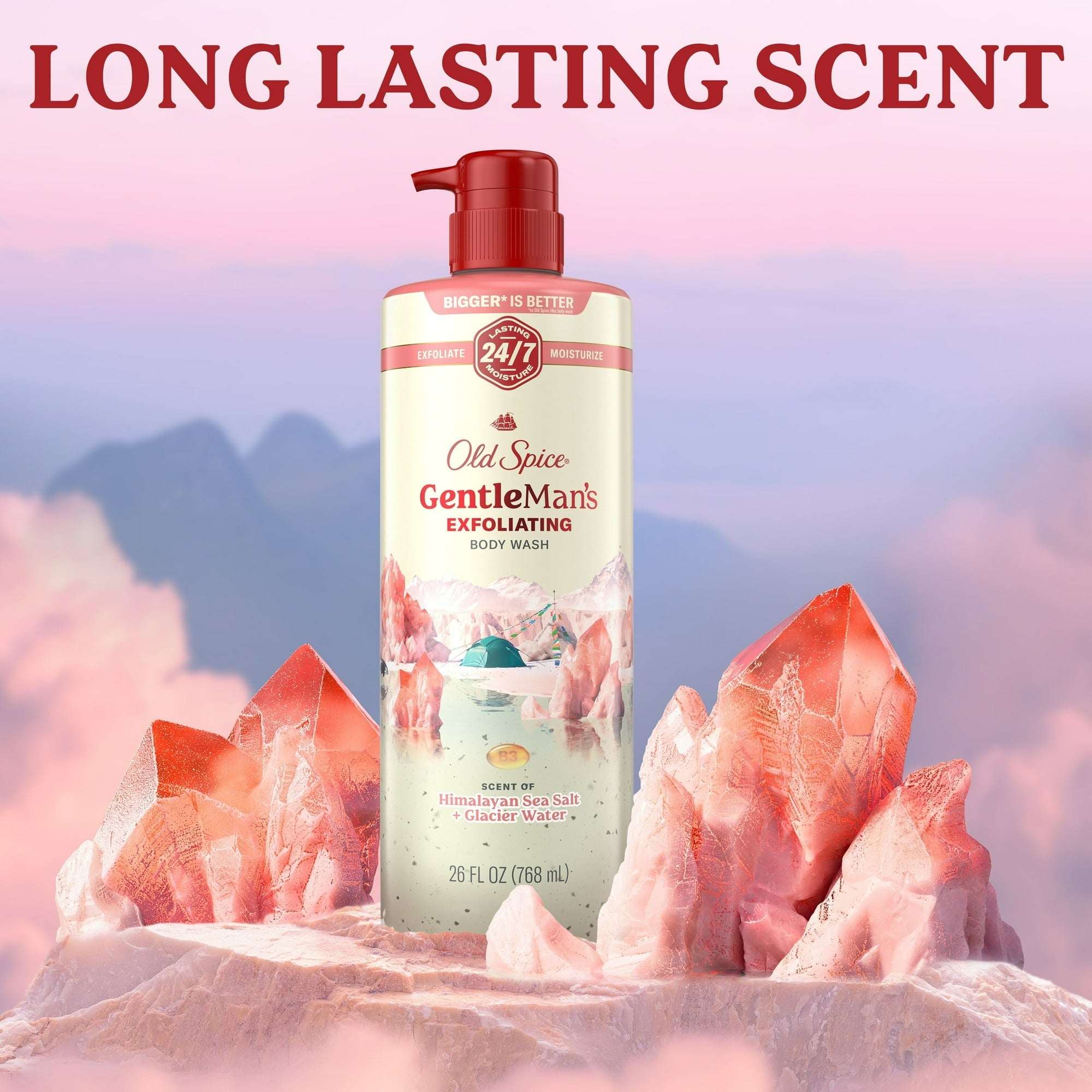 Old Spice Men's Body Wash for Men, Himalayan Sea Salt , 24/7 Shower Fresh, 18 oz, Exfoliation + Moisturization, 26oz