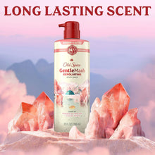 Old Spice Gentleman's body wash bottle with long lasting scent claim on label