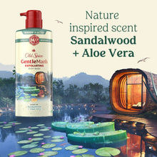 Old Spice body wash bottle with red pump, sandalwood and aloe vera