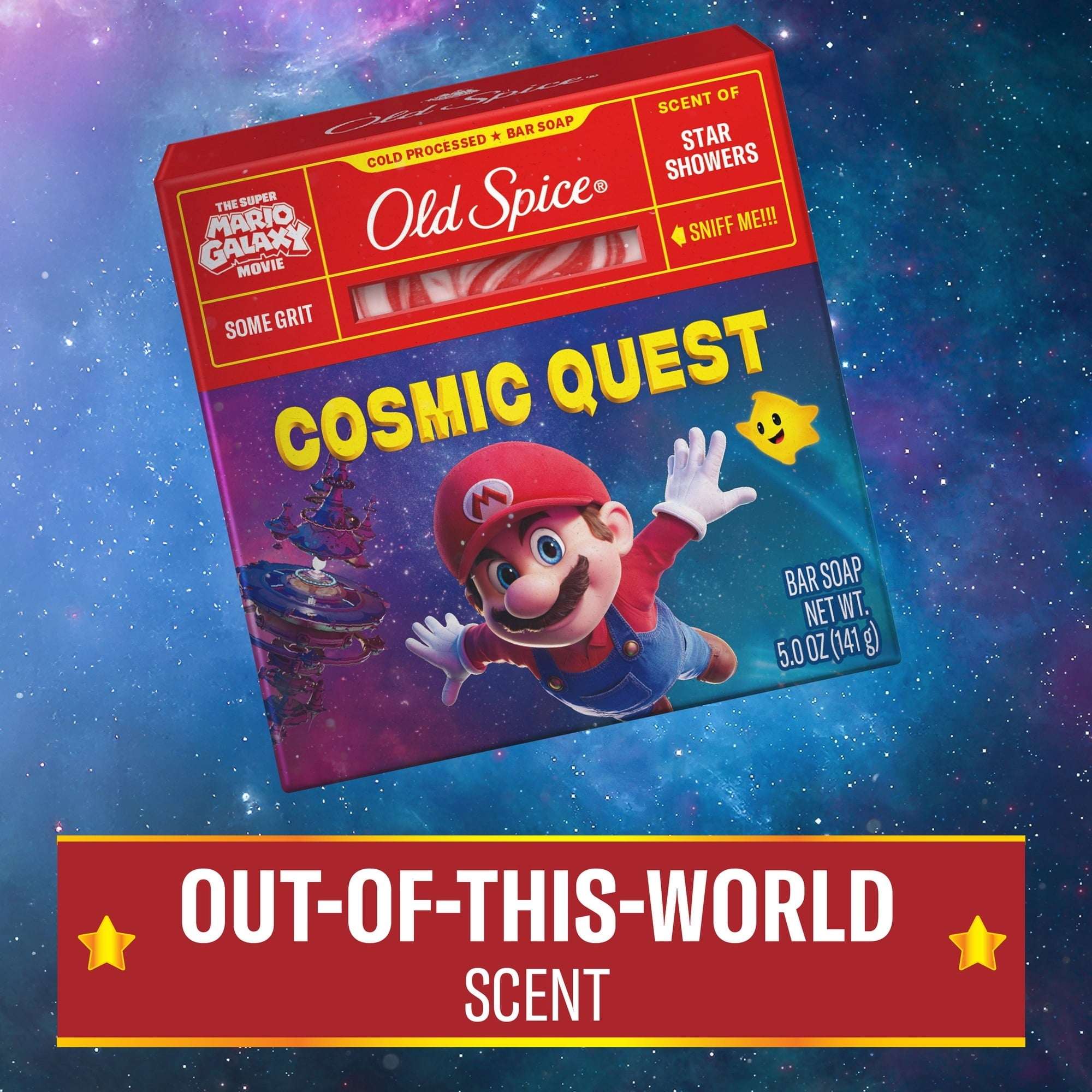Old Spice Men's Cold Processed Bar Soap, Cosmic Quest, Old Spice x The Super Mario Galaxy Movie, 5 oz