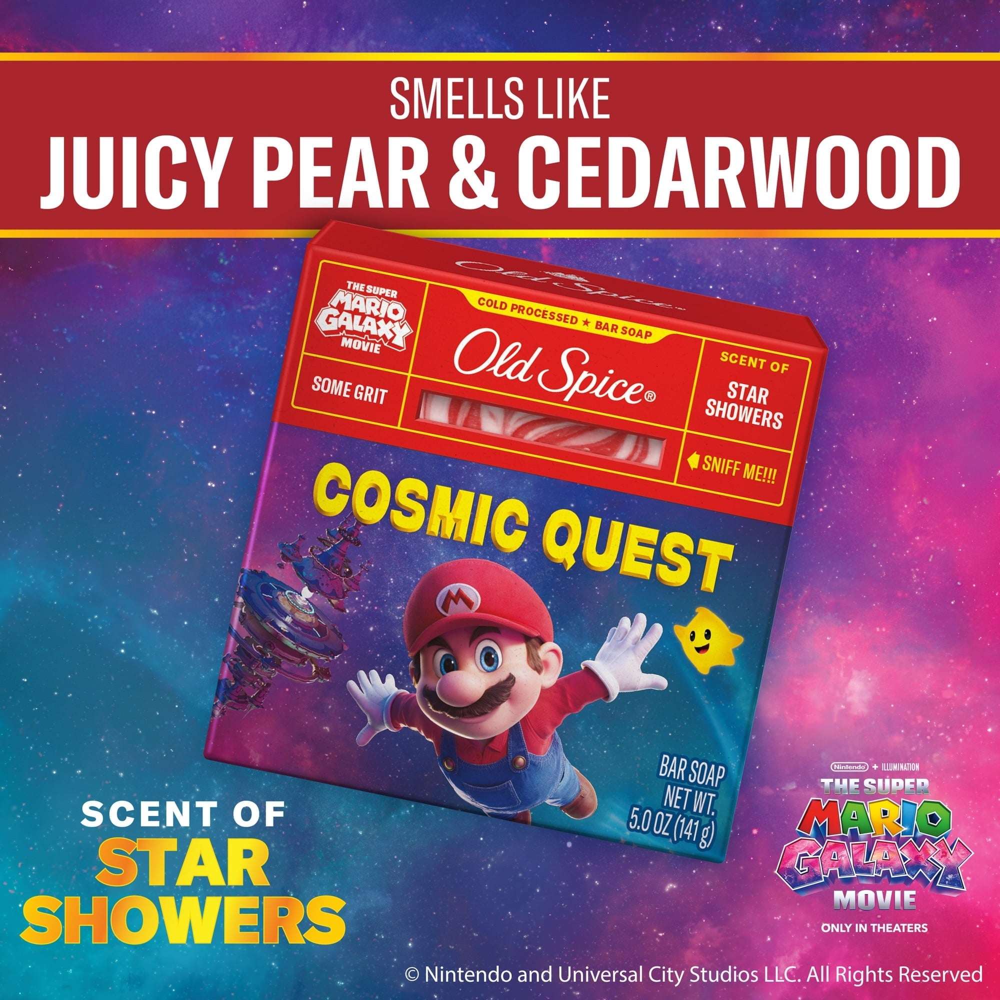 Old Spice Men's Cold Processed Bar Soap, Cosmic Quest, Old Spice x The Super Mario Galaxy Movie, 5 oz