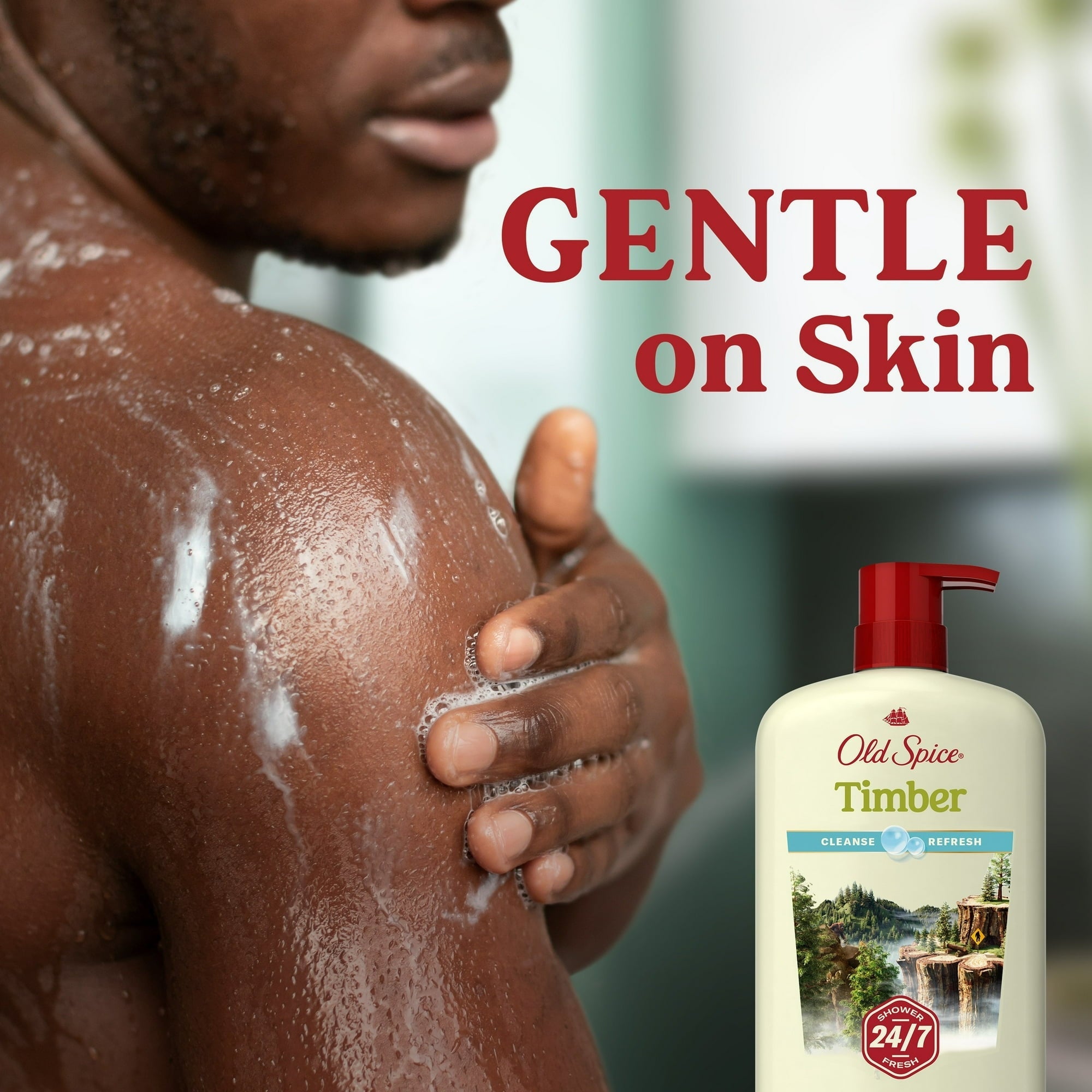 Old Spice Men's Body Wash Timber with Sandalwood, 24/7 Shower Fresh, 30 oz