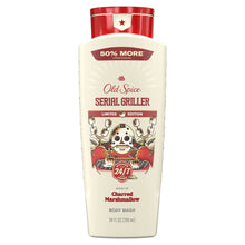 Old Spice Serial Griller body wash bottle, red cap, 24/7 limited edition front