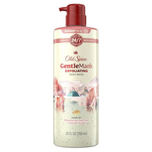 Old Spice Gentleman's exfoliating body wash bottle with red pump, 26 oz