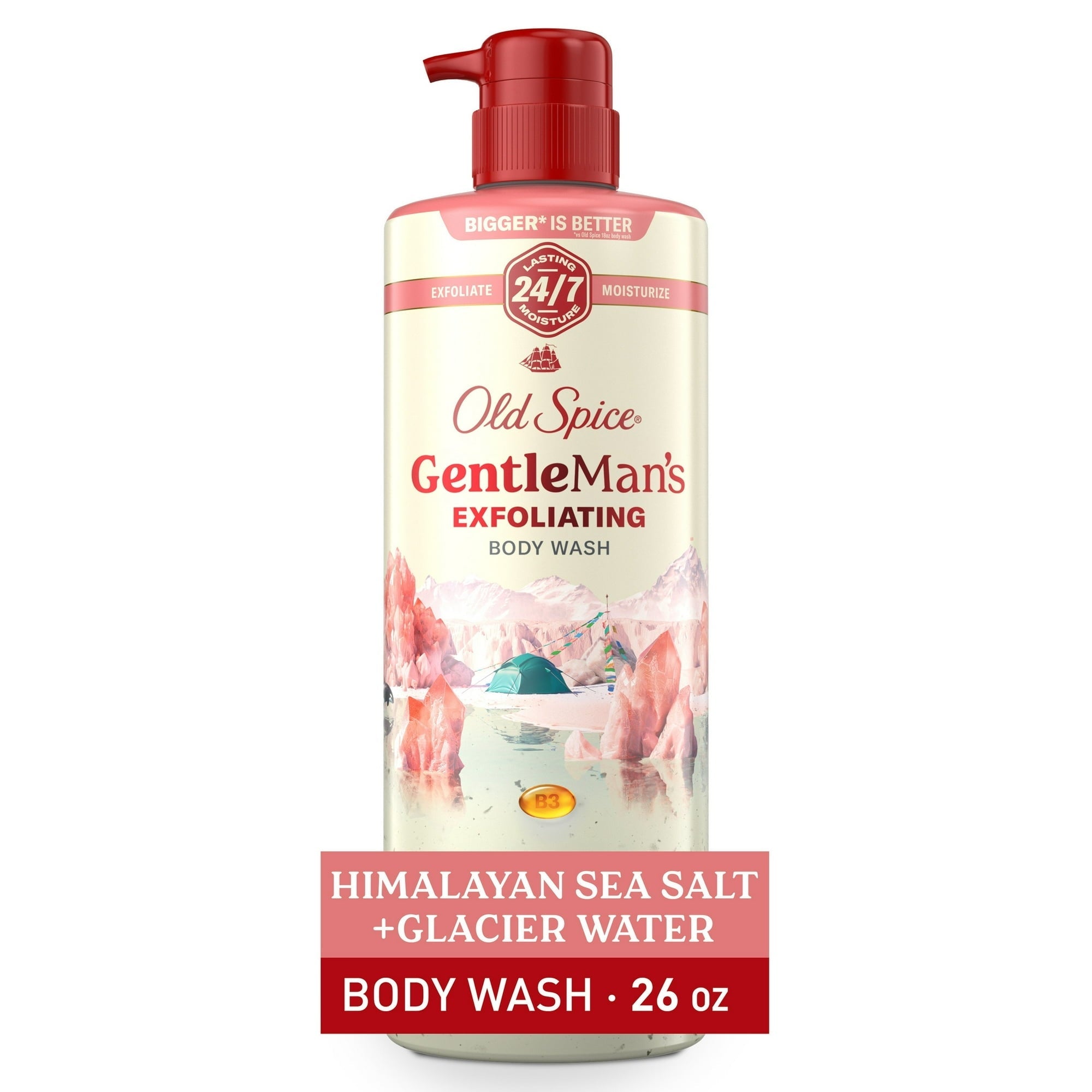 Old Spice Men's Body Wash for Men, Himalayan Sea Salt , 24/7 Shower Fresh, 18 oz, Exfoliation + Moisturization, 26oz