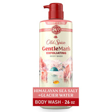 Old Spice Gentleman's exfoliating body wash bottle with red pump, Himalayan sea salt