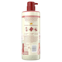 Body wash bottle back label with product details, recycling icons, and barcode