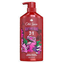 Old Spice Raptorstrike 2-in-1 shampoo & conditioner bottle, red pump, centered front