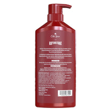Old Spice Raptorstrike 2-in-1 shampoo & conditioner bottle, red pump, back view