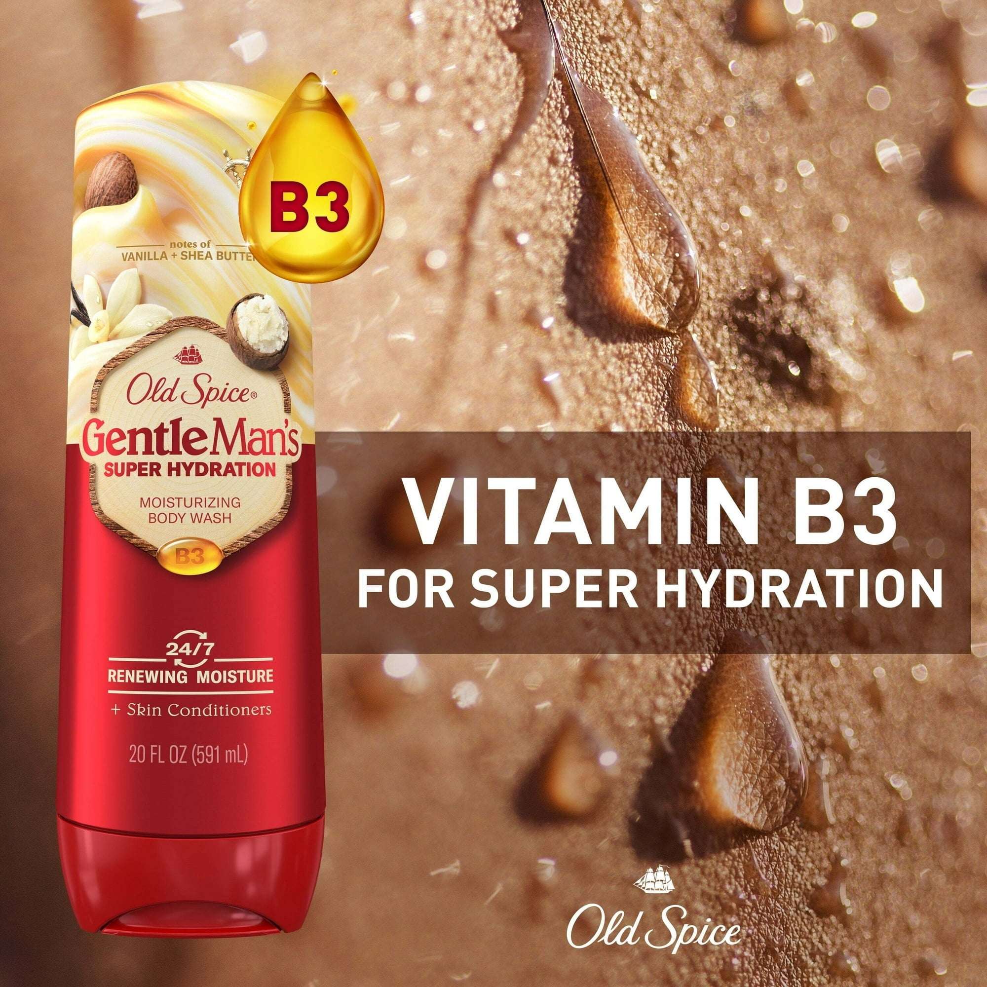 Old Spice Super Hydration Body Wash for Men, Gentleman's Blend, Vanilla + Shea, 20 fl oz