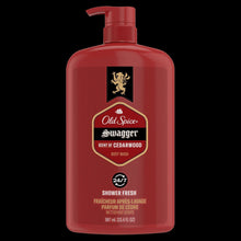 Old Spice Swagger body wash bottle with pump, red, “Shower Fresh” front label