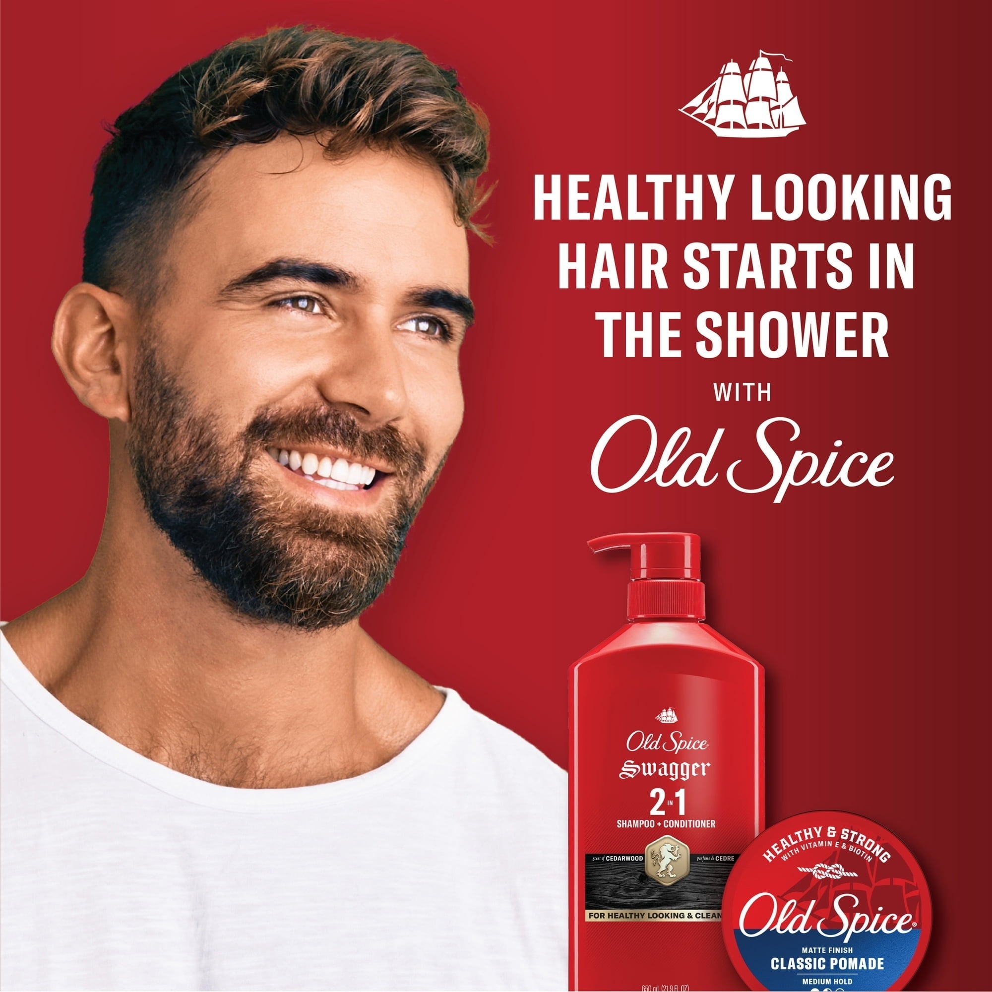 (3 PACK )Old Spice Swagger 2 in 1 Men's Shampoo and Conditioner, 21.9 fl oz