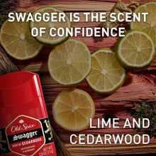 Antiperspirant deodorant bottle with lime and cedarwood text panel, red bottle and cap