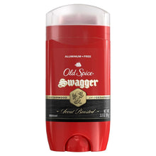 Red aluminum-free deodorant stick with blue cap, Old Spice Swagger