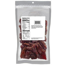 Peppered beef jerky bag back with nutrition panel and ingredient information