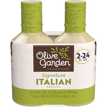 Olive Garden Signature Italian dressing bottles, green cap, twin pack 24 fl oz