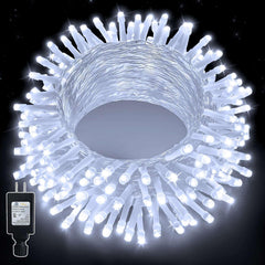 Ollny 66ft 200 LED Christmas String Lights, 8 Lighting Modes 3 Timing Waterproof Indoor Outdoor Christmas Lights for Holiday Decorations, White