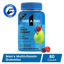 One A Day Men’s Multi gummy supplement bottle, blue cap, 80 count