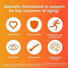 One A Day Women’s 50+ multivitamin bottle with six aging concern health icons
