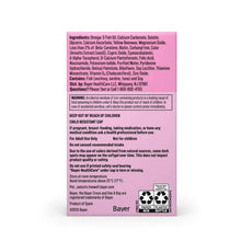 Prenatal multivitamin back panel with ingredients and warning information