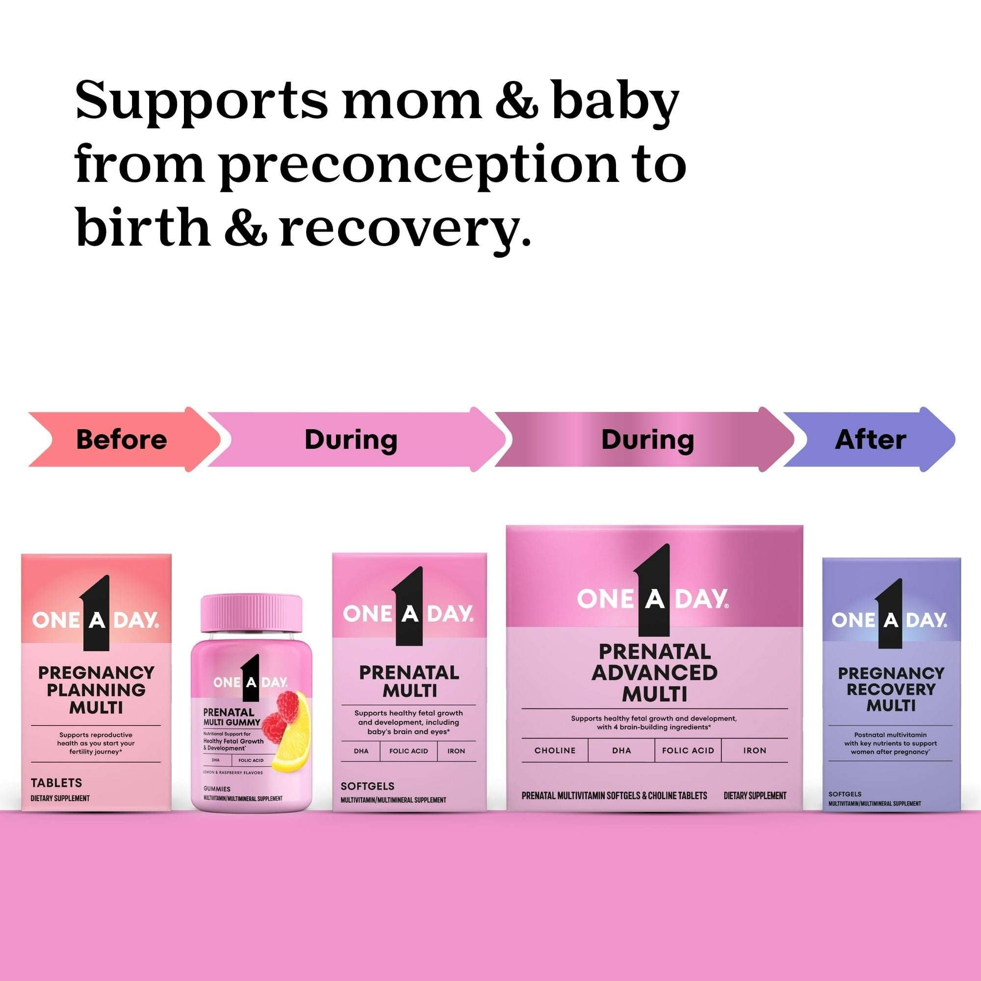 One A Day Women's Prenatal Multivitamin with Folic Acid, DHA and Iron, 60 Ct