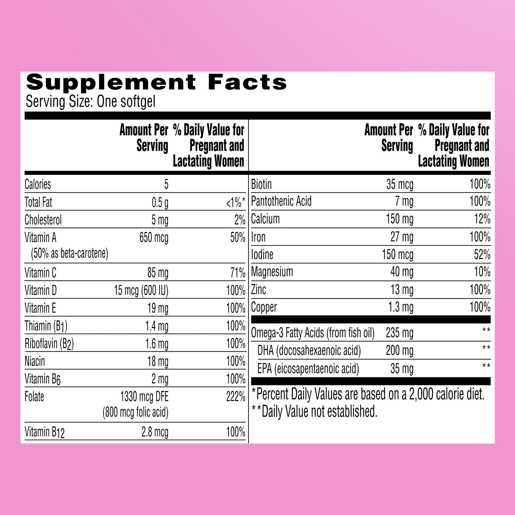 One A Day Women's Prenatal Multivitamin with Folic Acid, DHA and Iron, 60 Ct