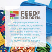 Blue kids lunch box with lid partially open and internal compartments visible