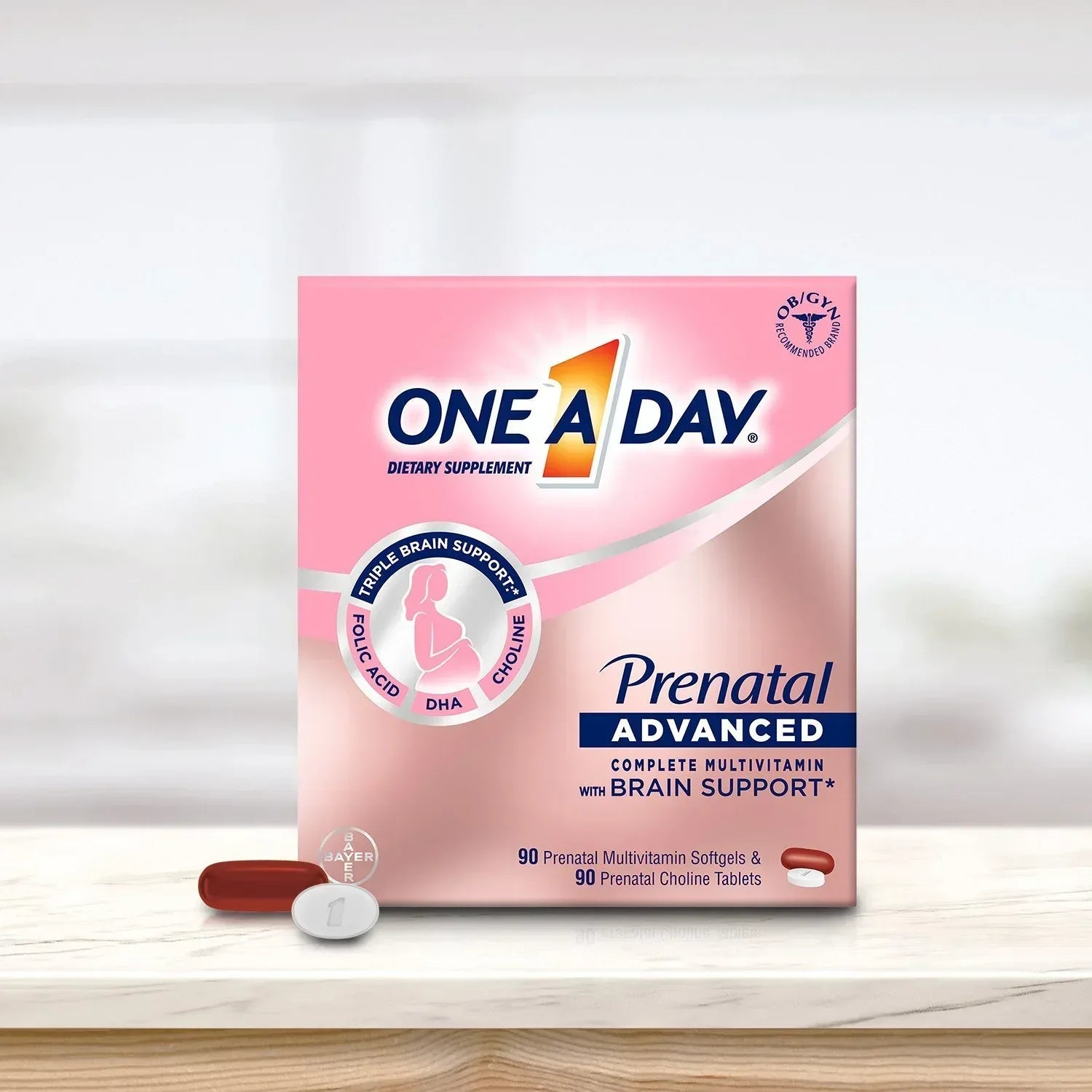 One A Day Women's Prenatal Advanced Mulitvitamins Softgels & Prenatal Choline Tablets 2 pk., 90 ct.