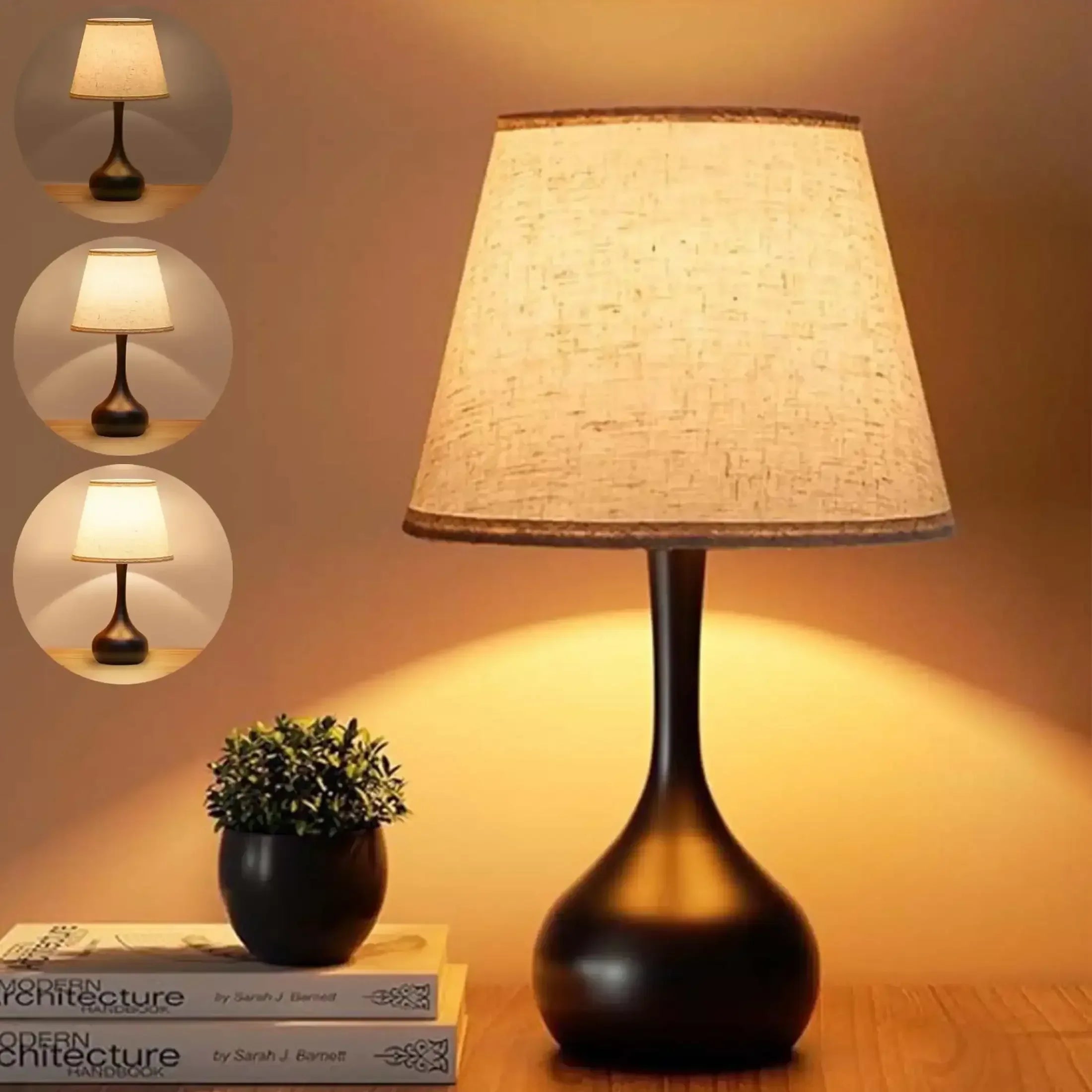 LOFTER-PRO Touch Table Lamps for Bedroom, 3-Way Dimmable Bedside Lamp - Home Decor, Touch Controlled Small Light For Bedroom, Living Room, Office, Desk (Including LED Bulbs)