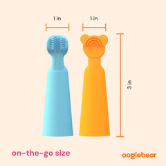 Oogiebear Baby Manual Toothbrush and Tongue Scraper – Finger Brush for Newborns and Infants, Silicone bristles, BPA-Free Dental Kit