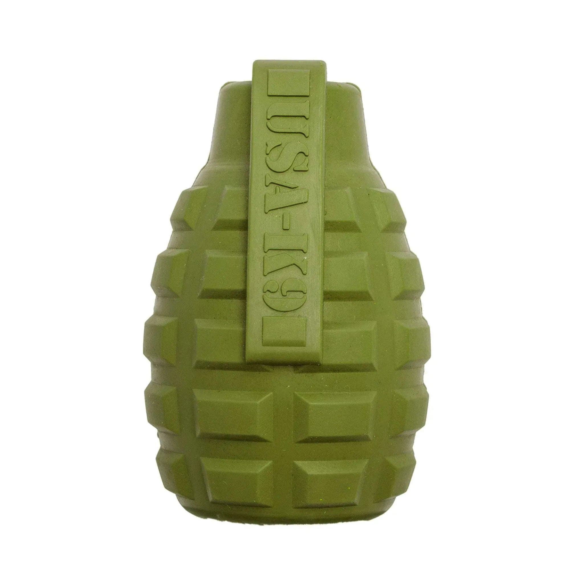 Operation Good Boy Grenade Dog Toy for Aggressive Chewers, Teething Toy with Treat Dispenser, Green