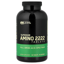 Amino acid supplement bottle with black cap and green label, 160 tablets