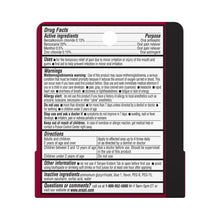 Orajel oral pain gel Drug Facts label card, back panel with warnings and directions