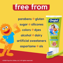 Training toothpaste and toothbrush with free-from ingredient highlights for 0–3