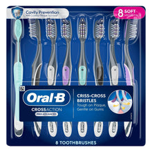 8-pack soft bristle toothbrushes with cross-action bristle pattern