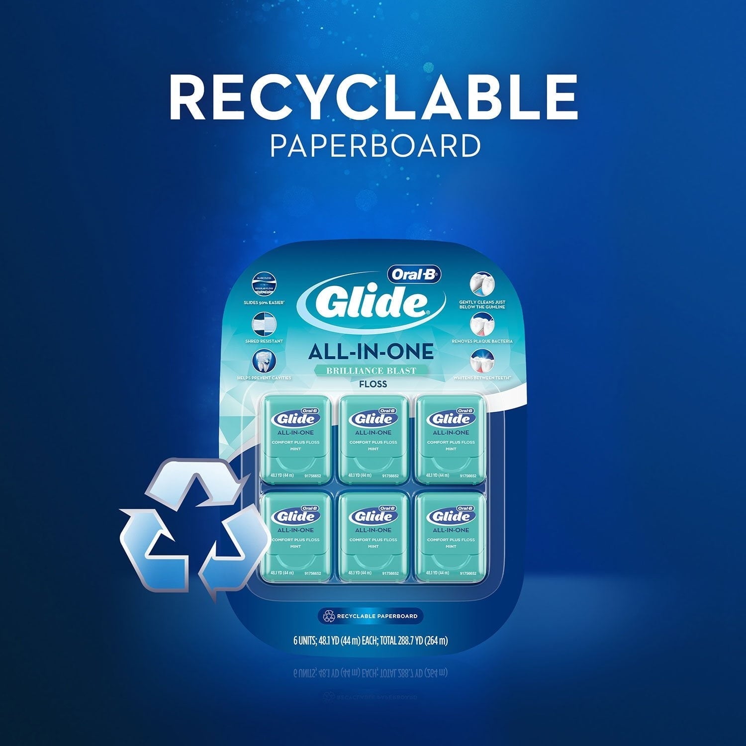 Oral-B Glide All-In-One Mint Flavor Dental Floss, 44 m, 6 pk.