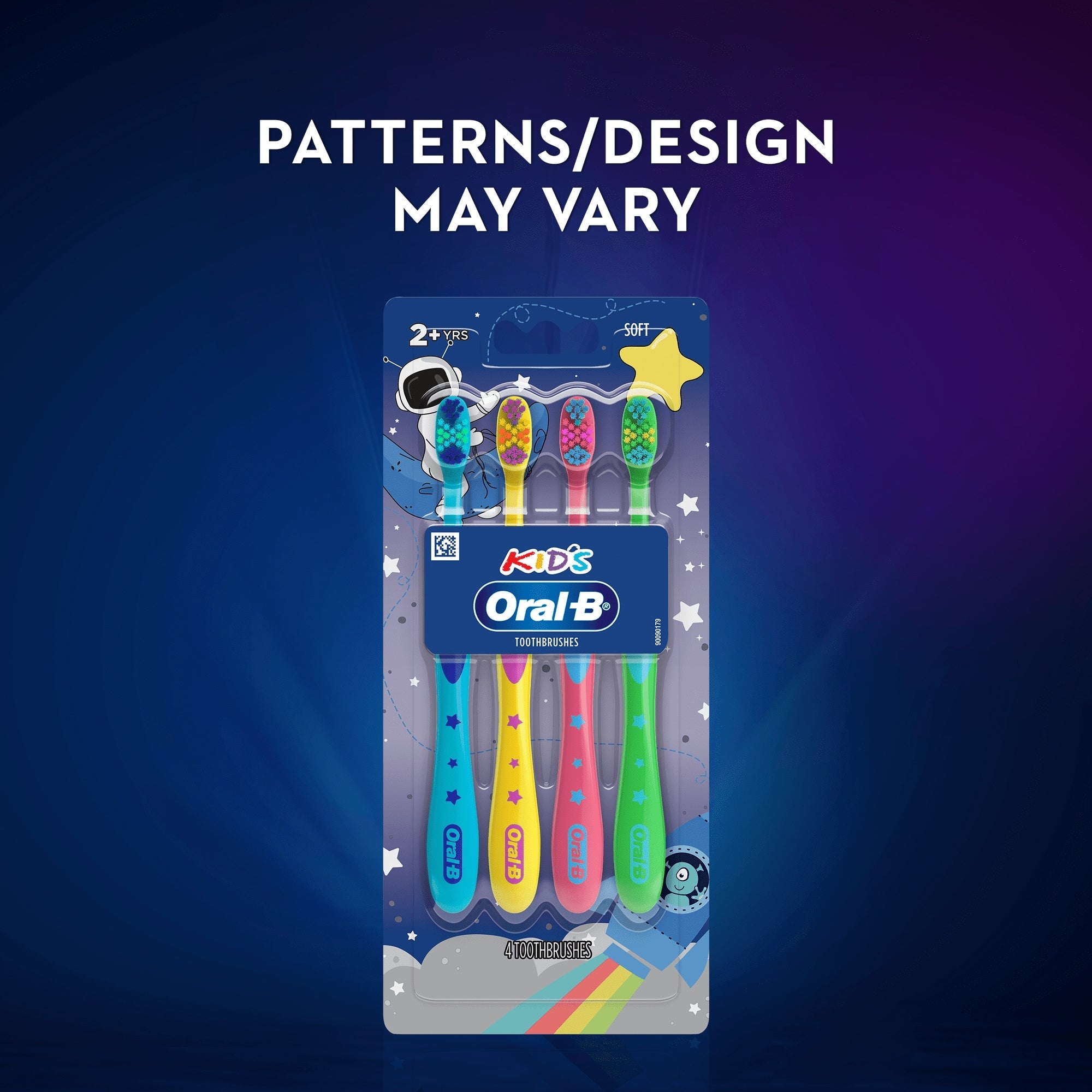 Oral-B Kids Toothbrush with Space Designs, Extra Soft Bristles, 4 Pack, for Children Ages 2+
