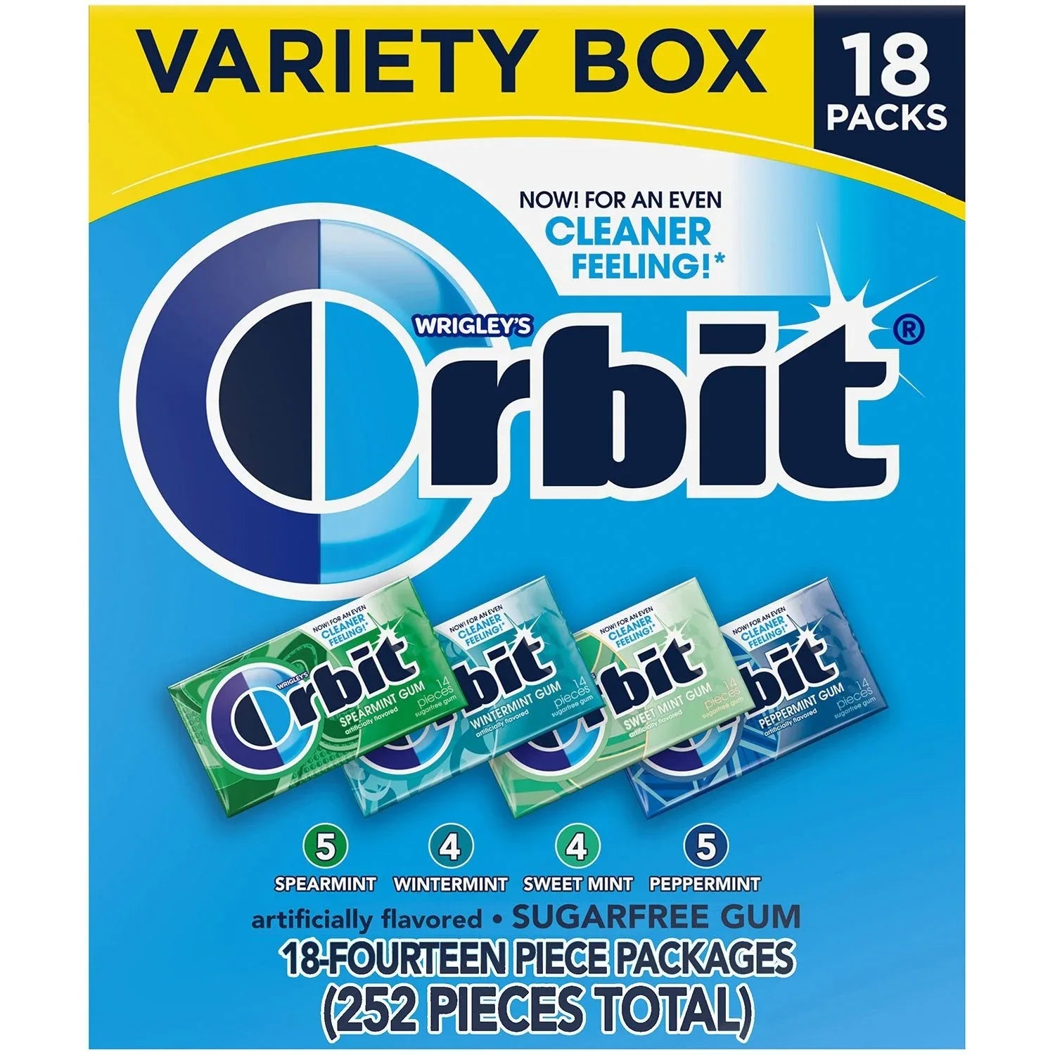 Orbit Mint Sugar Free Chewing Gum, Variety Pack, 14 pcs., 18 pk. - USA MEGA SHOP